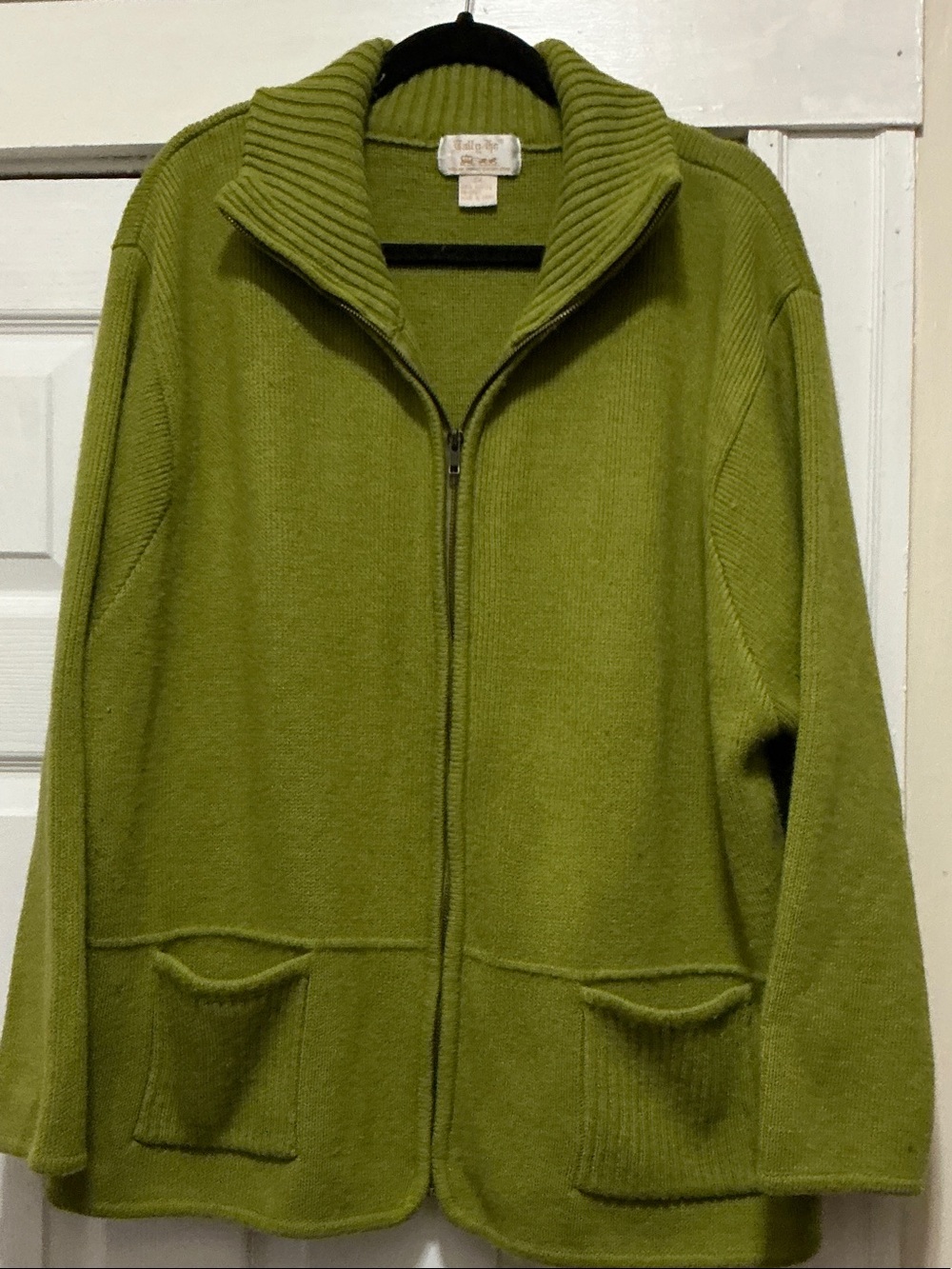 Tally Ho Olive Green Zip-Up Knit Cardigan